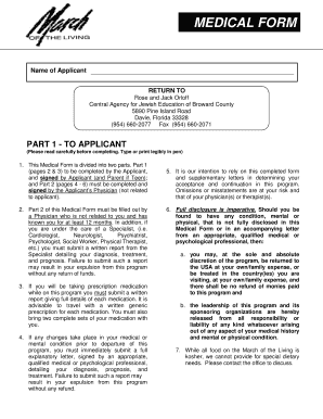 March of the Living Medical Form