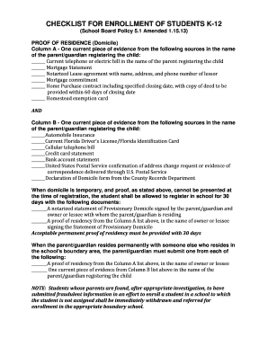 K-12 Student Enrollment Checklist