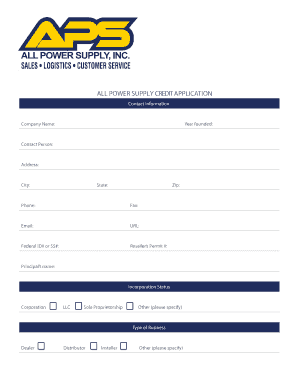 All Power Supply Credit Application