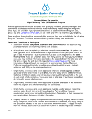 Broward Water Partnership High-Efficiency Toilet Rebate Application