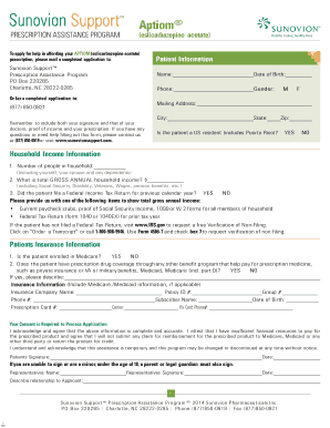 Aptiom Prescription Assistance Program Application
