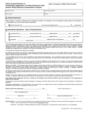 Citrus County Schools 457(b) Deferred Compensation Agreement