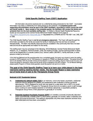 Child Specific Staffing Team Application