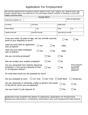 Employment Application Form