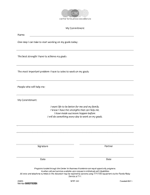 Personal Goal Commitment Form