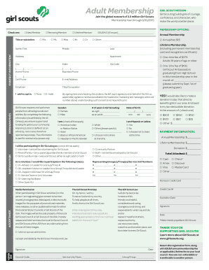 Girl Scouts Adult Membership Application