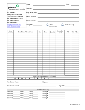 Girl Scouts Order Form