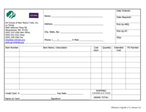 Girl Scouts Order Form