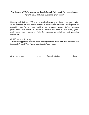 Lead-Based Paint Disclosure Form
