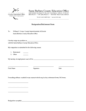 Resignation/Retirement Form