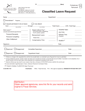 Classified Leave Request Form