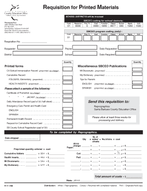 Santa Barbara Printed Materials Requisition