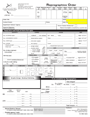 Reprographics Order Form