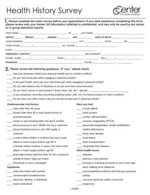 Health History Survey Form