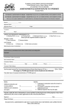 Amendment Addendum to Permit