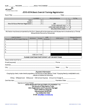 Girl Scouts Event Registration Form