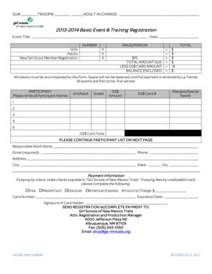 Girl Scouts Event Registration Form