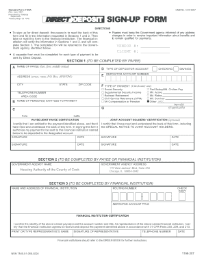 Standard Form 1199A Direct Deposit Sign-Up Form
