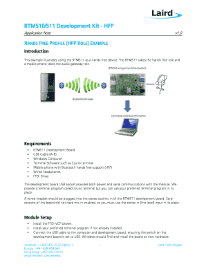 Quick start guide example - Quick Start Guide - BTM510 DVK HFP - Laird Technologies