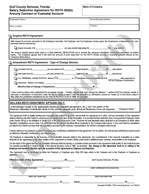 Salary Deduction Agreement for ROTH 403(b)