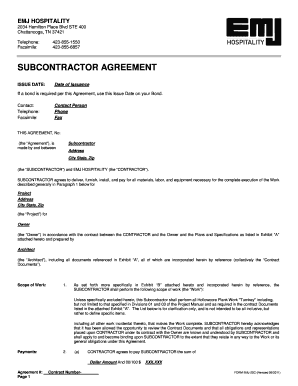Subcontractor Agreement for Hollowcore Plank Work