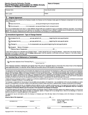 Payroll Reduction Authorization for 403(b) Annuity