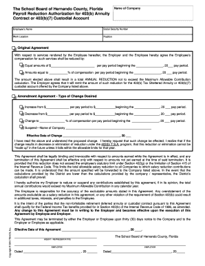 Payroll Reduction Authorization for 403(b) Annuity