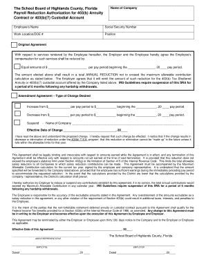 Payroll Reduction Authorization for 403(b) Annuity