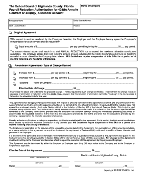 Payroll Reduction Authorization for 403(b) Annuity