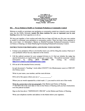 Pro Se Motion to Modify or Terminate Probation or Community Control