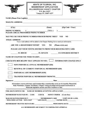 ABATE of Florida Membership Application