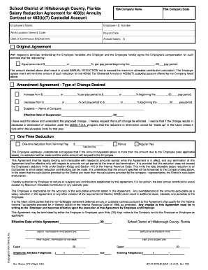 Salary Reduction Agreement for 403(b) Annuity