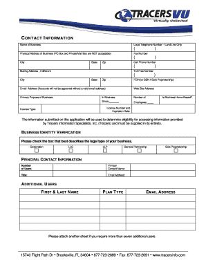 Tracers Business Information Services Agreement