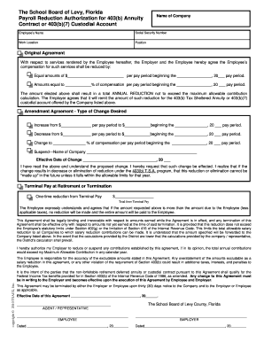 Payroll Reduction Authorization for 403(b) Annuity