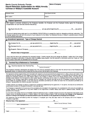 Payroll Reduction Authorization for 403(b) Annuity
