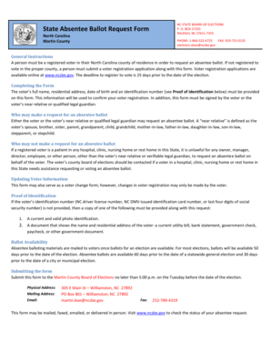 North Carolina Absentee Ballot Request Form