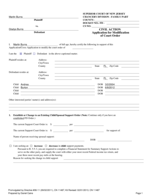 Application for Modification of Court Order