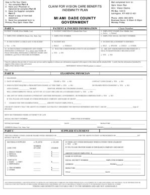 Vision Care Benefits Claim Form