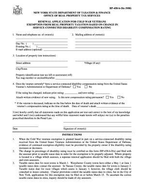 New York Cold War Veterans Tax Exemption Renewal