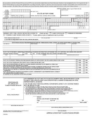 New York Pistol Revolver License Application