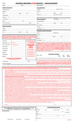 Prom Limousine Service Contract