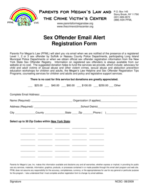Sex Offender Email Alert Registration Form