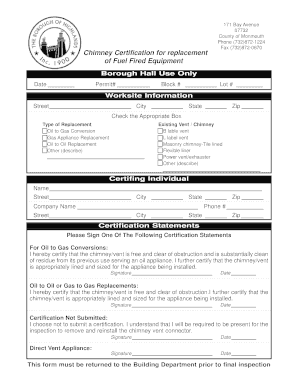 Chimney Certification for Fuel Fired Equipment Replacement