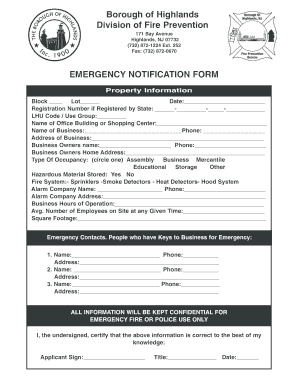 Emergency Notification Form