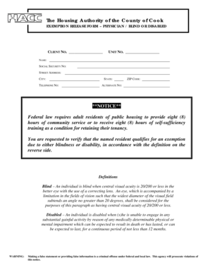 Cook County Physician Exemption Release Form