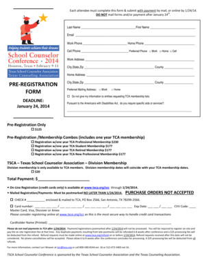 Texas School Counselor Conference Registration Form