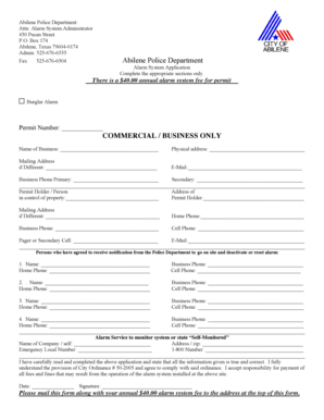 Commercial Burglar Alarm Permit Application