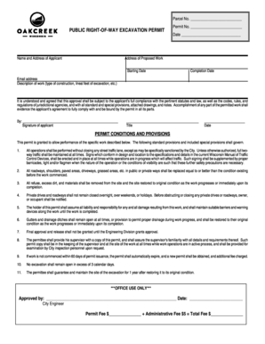 Public Right-of-Way Excavation Permit