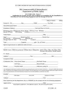 Massachusetts Fuel Oil Equipment Permit Application