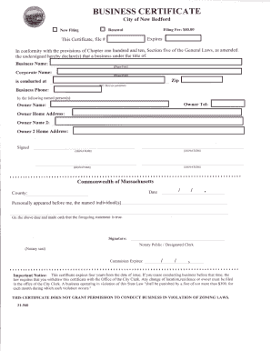 Massachusetts Business Certificate